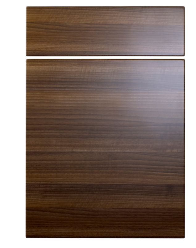Cooke and Lewis Kitchens Cooke and Lewis High Gloss Horizontal Walnut Accent Pack Q Drawerline Door and Drawer Front 500mm