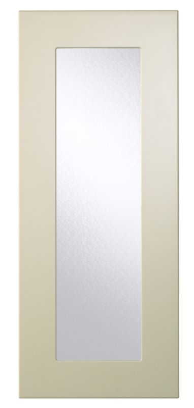Cooke and Lewis High Gloss Cream Pack F Glazed Door and Push To Open Hinge 300mm