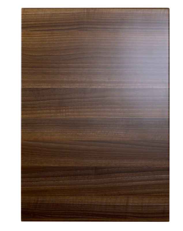 Cooke and Lewis Kitchens Cooke and Lewis High Gloss Horizontal Walnut Accent Pack B Standard Door and Push To Open Hinge 500m