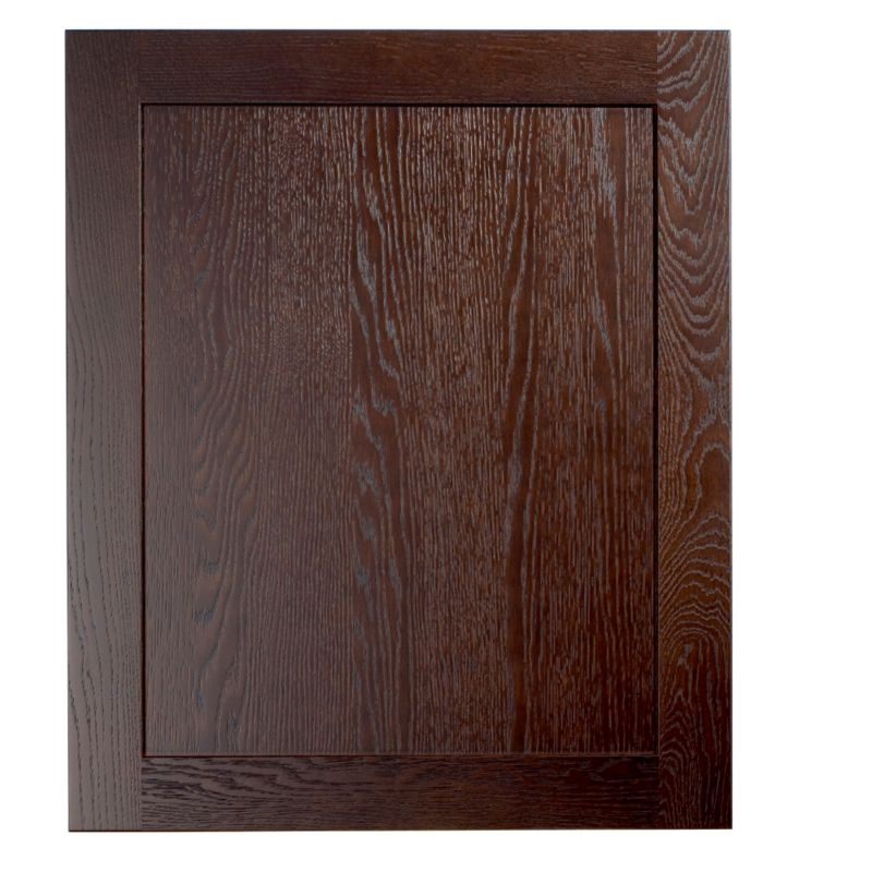 Cooke and Lewis Chocolate Oak Veneer Shaker Accent Pack R Standard Door and Push To Open Hinge 600mm