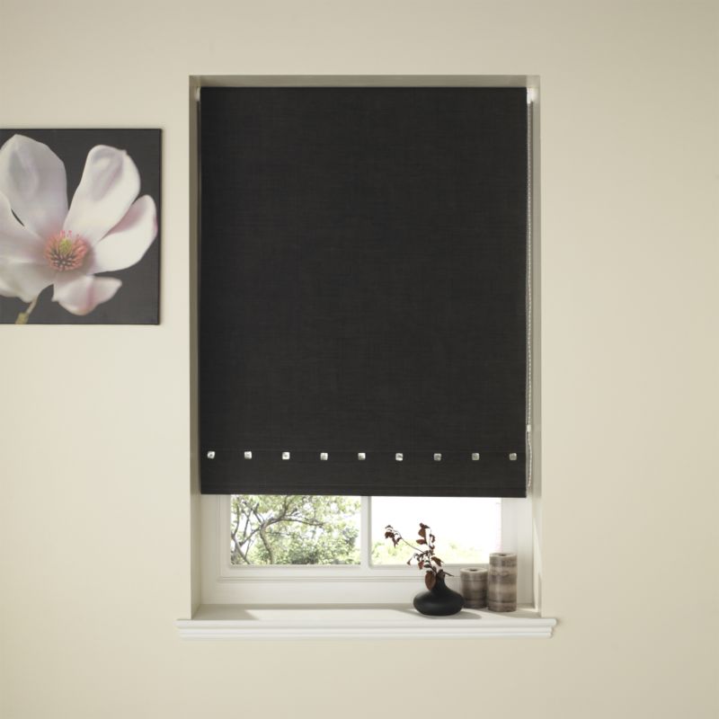 Colours by BampQ Pleated Linen Effect Blind With Buttons Charcoal W180 x L160cm