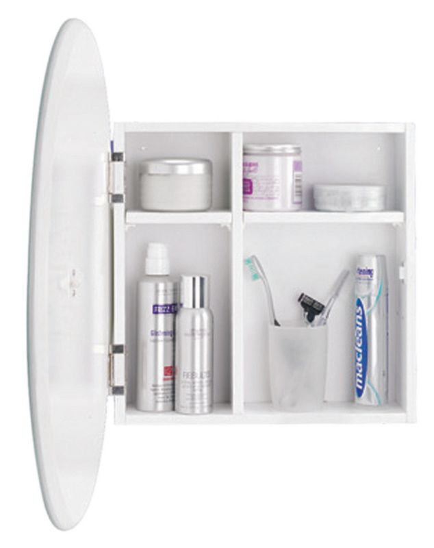BampQ Round Mirror Cabinet White