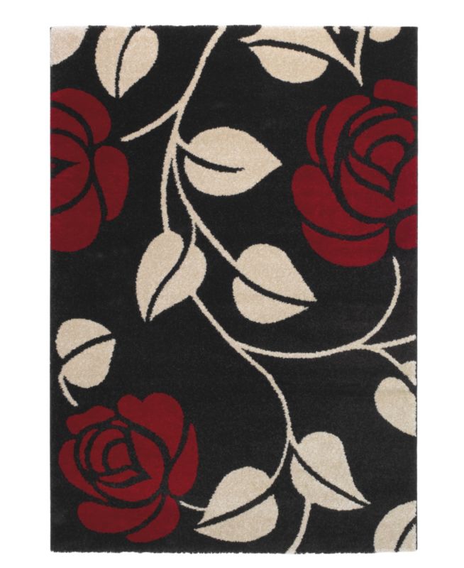 Colours Florabunda Rug Black/Red (W)120 x (L)170cm