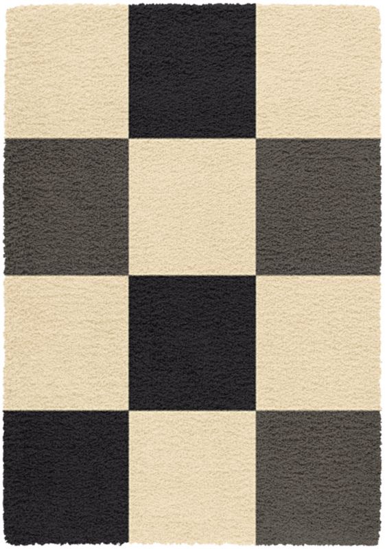 Colours Shaggy Checks Rug Black/White (W)120 x (L)170cm