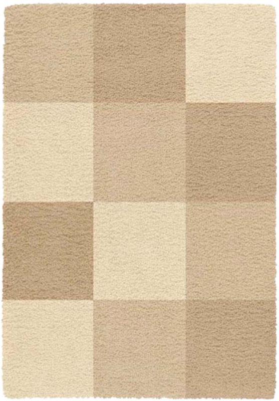 Colours Shaggy Checks Rug Beige (W)160 x (L)230cm