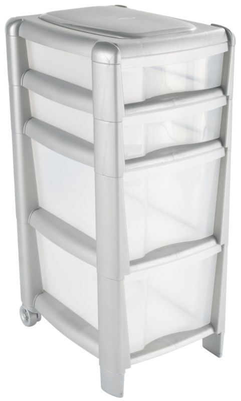 BandQ 2 Large 2 Small Drawer Black FrameClear Drawers