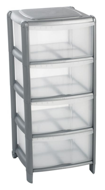 4 Drawer Tower System Silver