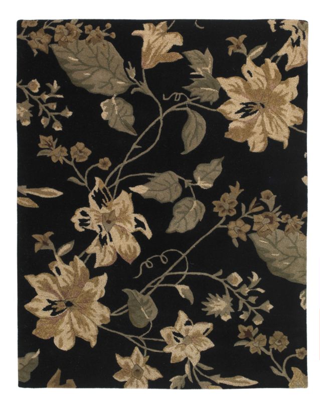 Colours Floral Traditions Rug Black (W)120 x (L)160cm