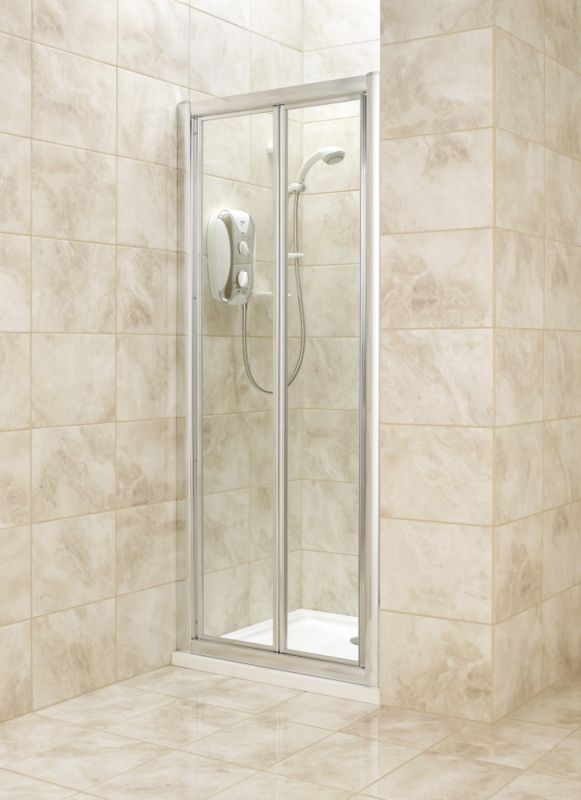 Alternative image for Bi-Fold Shower Door Only Silver Effect Frame/Clear Glass 800mm