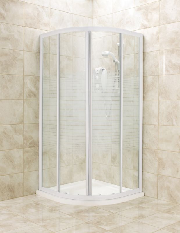 Quadrant Shower Enclosure White FrameStriped Glass 800mm