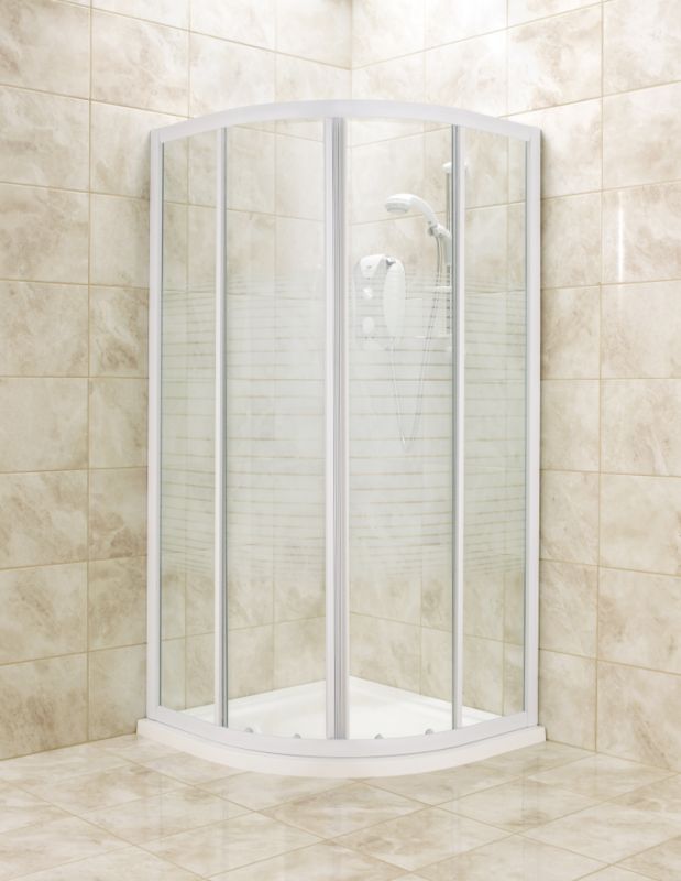 Quadrant Shower Enclosure White FrameStriped Glass 900mm