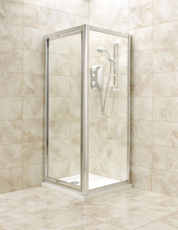 Pivot Door Shower Enclosure Silver Effect FrameClear Glass 800mm
