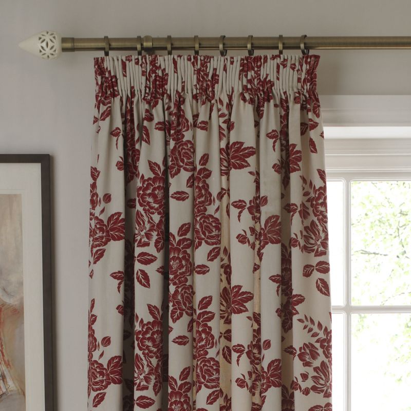 Colours Collection by B&Q Rosa Pencil Pleat Curtains Red