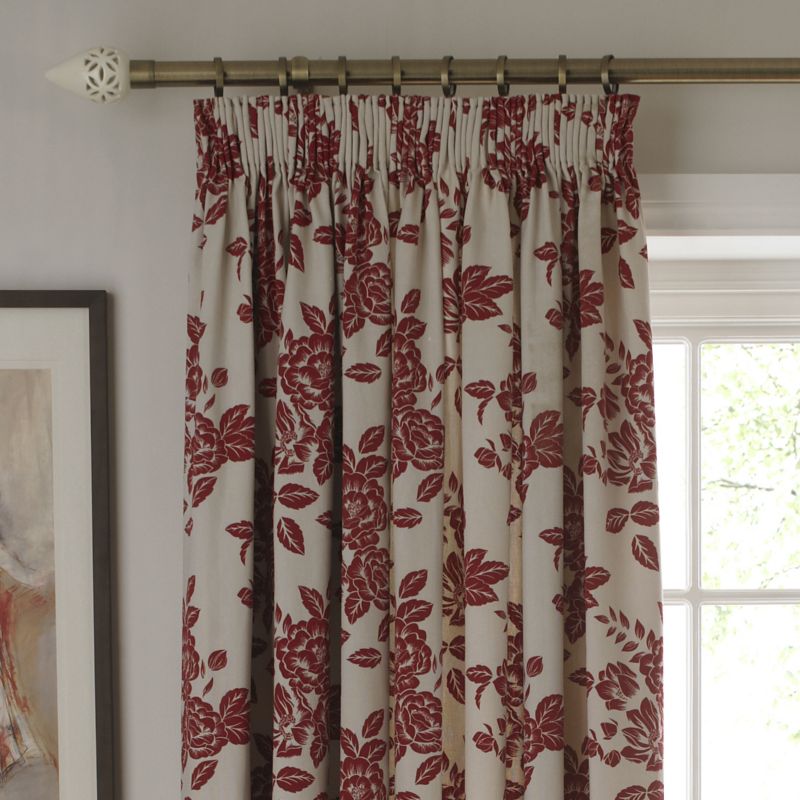 Colours Collection by B&Q Rosa Pencil Pleat Curtains Red