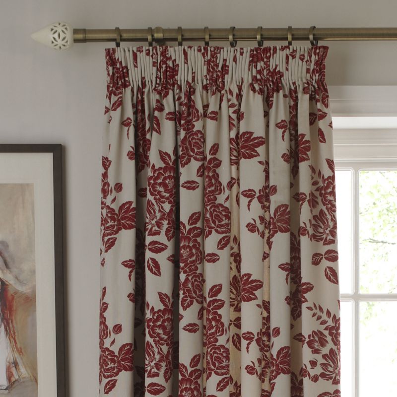 Colours Collection by B&Q Rosa Pencil Pleat Curtains Red