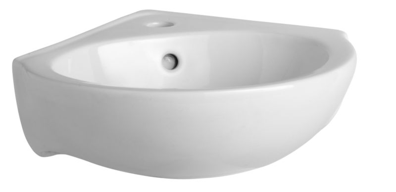 Treviso Corner Cloakroom Basin White (H)175 x (W)450 x (D)465mm