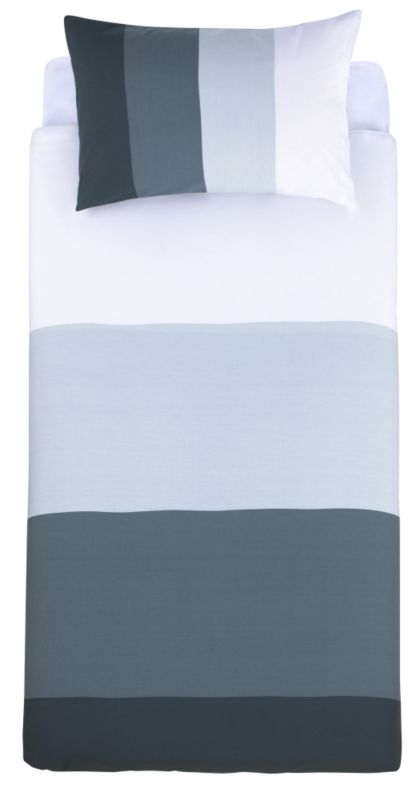Colours by B&amp;Q Wide Stripe Single Printed Duvet Set Black/Grey
