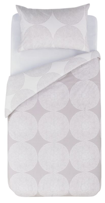 Colours by B&amp;Q Textured Circles Single Printed Duvet Set Cream/Mocha