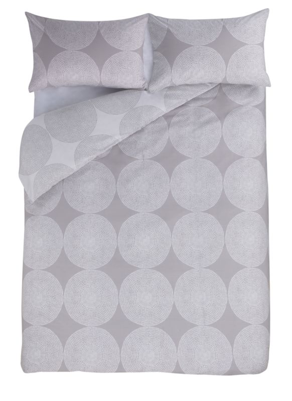 Colours by B&amp;Q Textured Circles King-Size Printed Duvet Set Cream/Mocha
