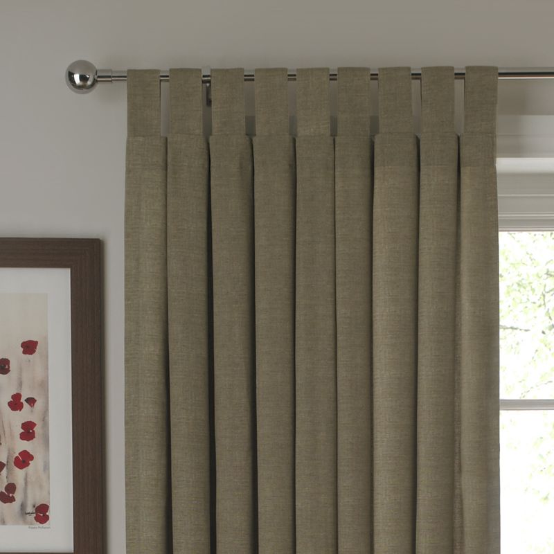 BampQ Tab Top Unlined Curtains Linen Effect