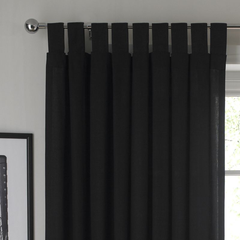 B&Q Tab Top Unlined Curtains Black