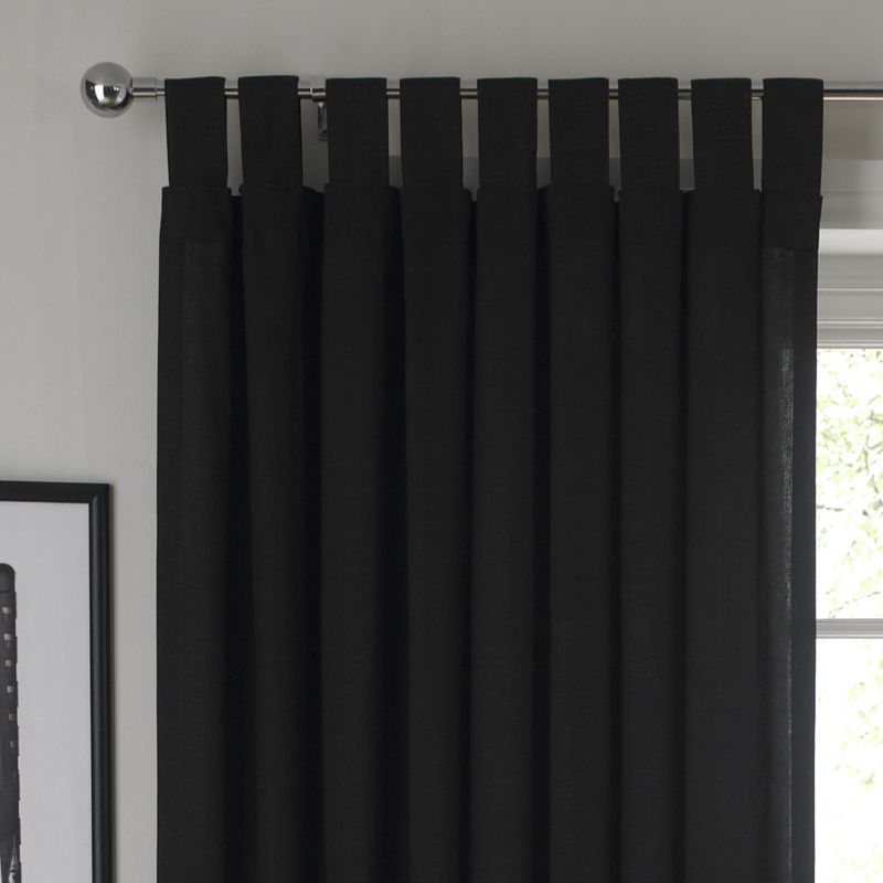 B&Q Tab Top Unlined Curtains Black