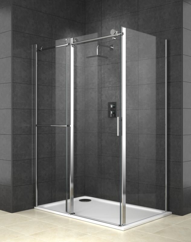 Cooke & Lewis Eclipse Right Handed Rectangular Shower Enclosure With Sliding Door (W)1200 x (D)800mm