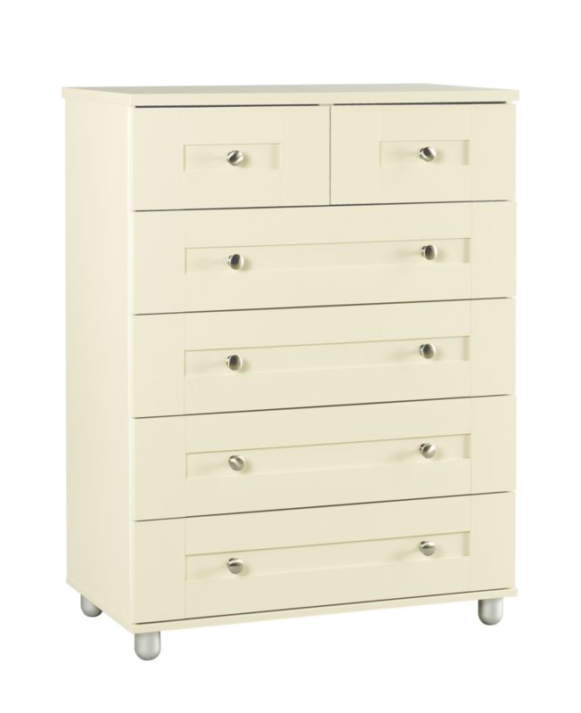Cooke and Lewis Shaker 2 Over 4 Drawer Chest Cream