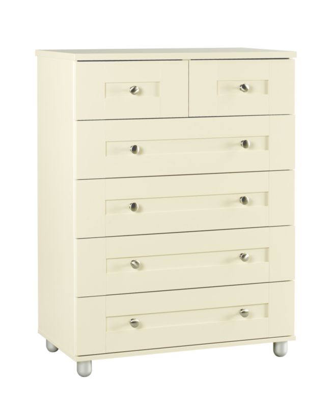 2 Over 4 Drawer Chest Cream