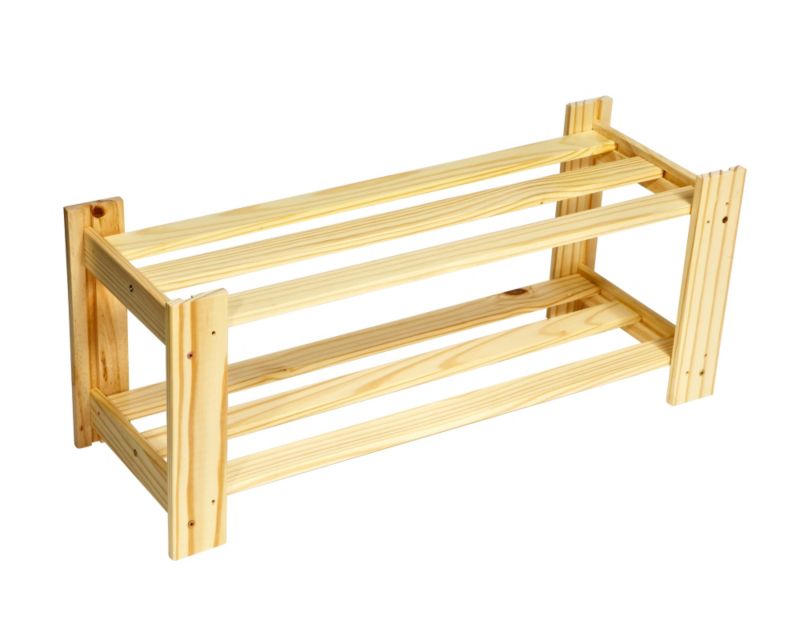 B&Q Value Pine 2 Tier Shoe Rack (H)300 x (W)700 x (D)250mm