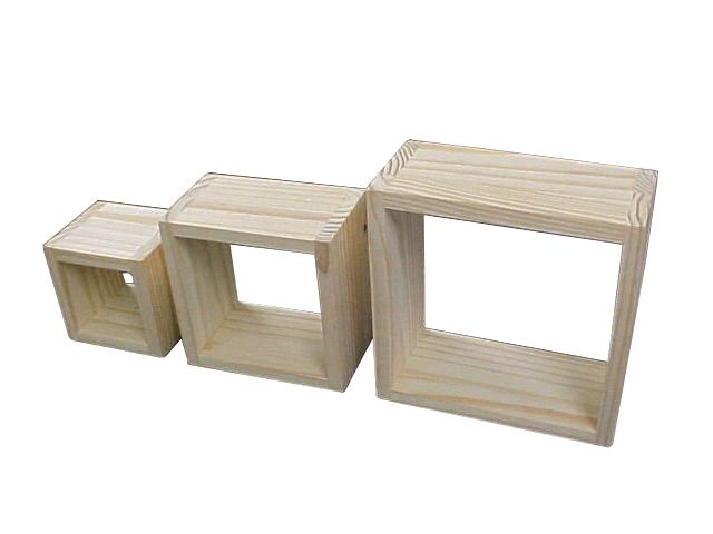 B&Q Value Set Of 3 Pine Cubes (H)220 x (W)220 x (D)100mm