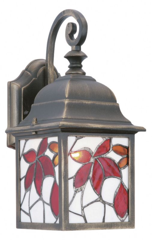 Bindi 1lt Wall 34065 Antique bronze effect paint and tiffany style glass 60W