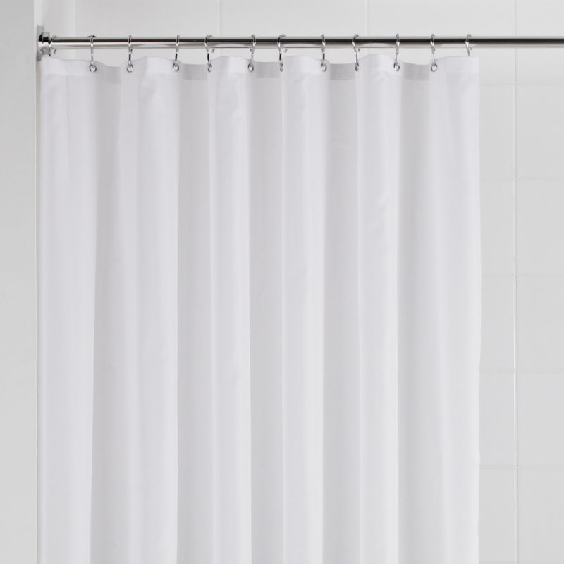 Extra Long White Textile Shower Curtain