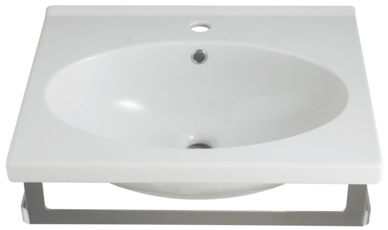 Cooke & Lewis Francisco Square Wall Mounted 1 Tap Hole Basin With Rail