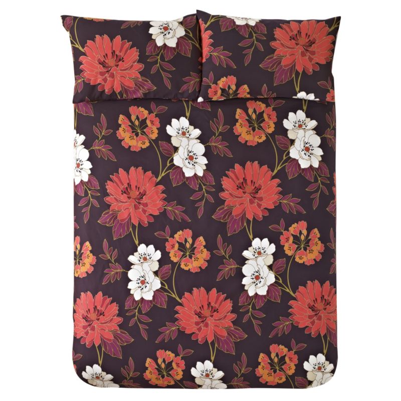 Grace Double Printed Duvet Set Purple/coral