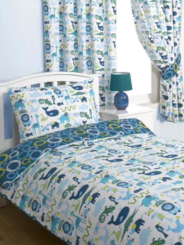 Animal Circus Single Printed Duvet Set Blue/Green