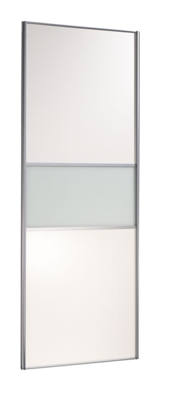 Contemporary Sliding Wardrobe Door White/Glass