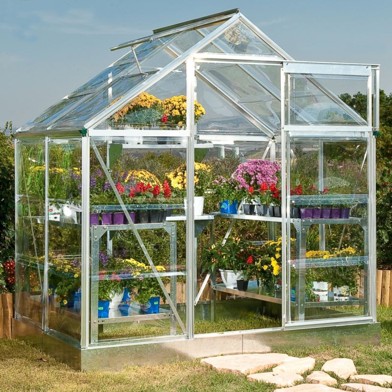 Model 4x6 Aluminium Greenhouse Frame Base Polycarbonate Glazing