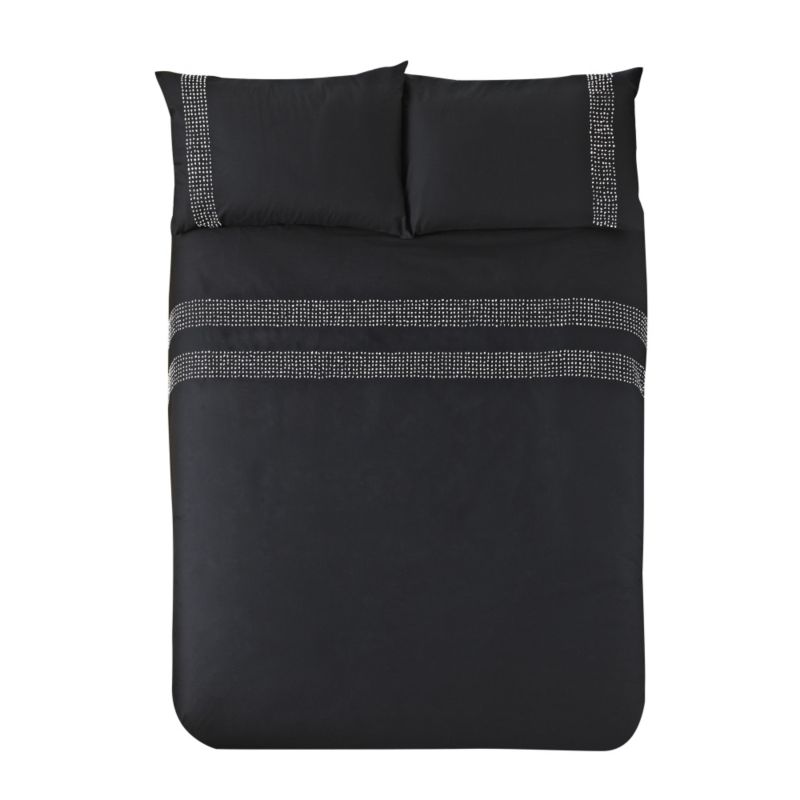 Kos Double Embroidered Duvet Set Black/white