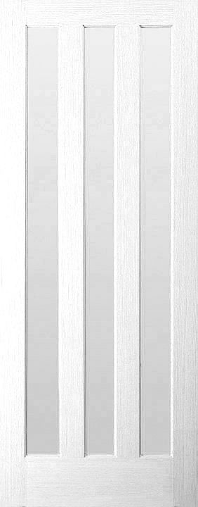 BampQ Delfino 3 lite Primed Clear Glazed Internal Door NAT26DELPG White