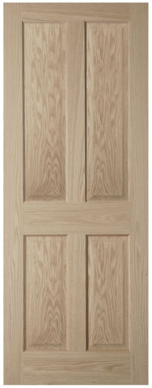 Oregon 4 Panel Prefinished Internal Door Glazed Oak Veneer H 1981 x W 762 x D 35 mm