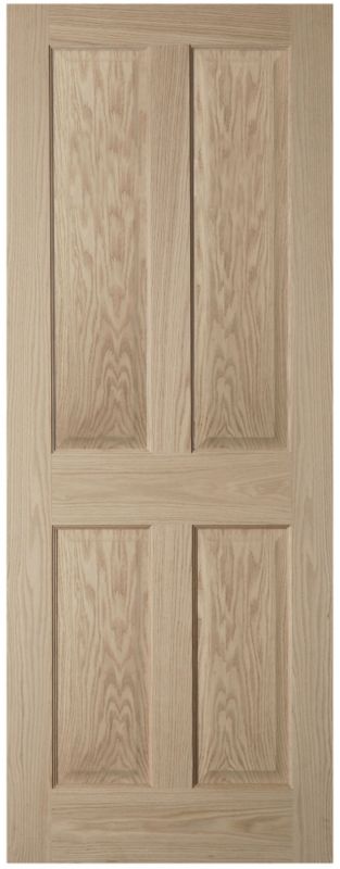 Oregon 4 Panel Prefinished Internal Door Glazed Oak Veneer H 1981 x W 686 x D 35 mm