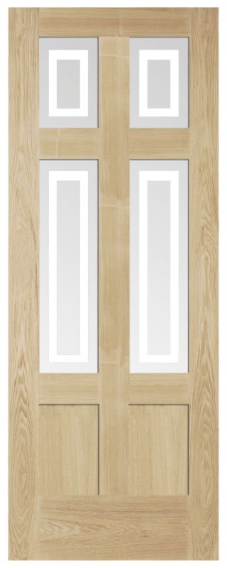 BampQ Forrester 4 Lite Glazed Internal Door NAT26FORRG Oak Veneer