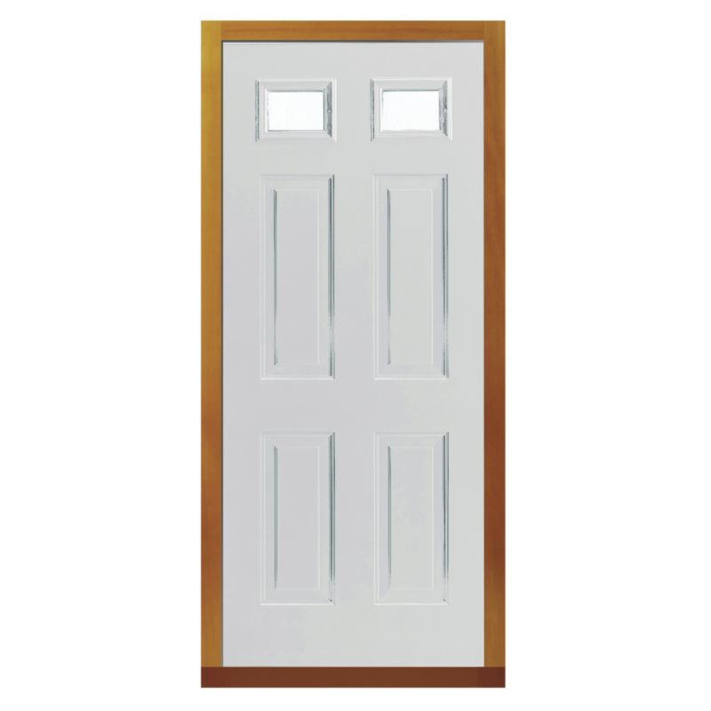 B&Q 2 Lite Glazed Composite External Doorset Left Hand Hung NAT29CAP2L White