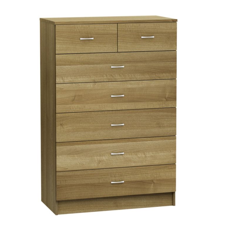 Miami 2 Over 5 Drawer Chest Walnut Style