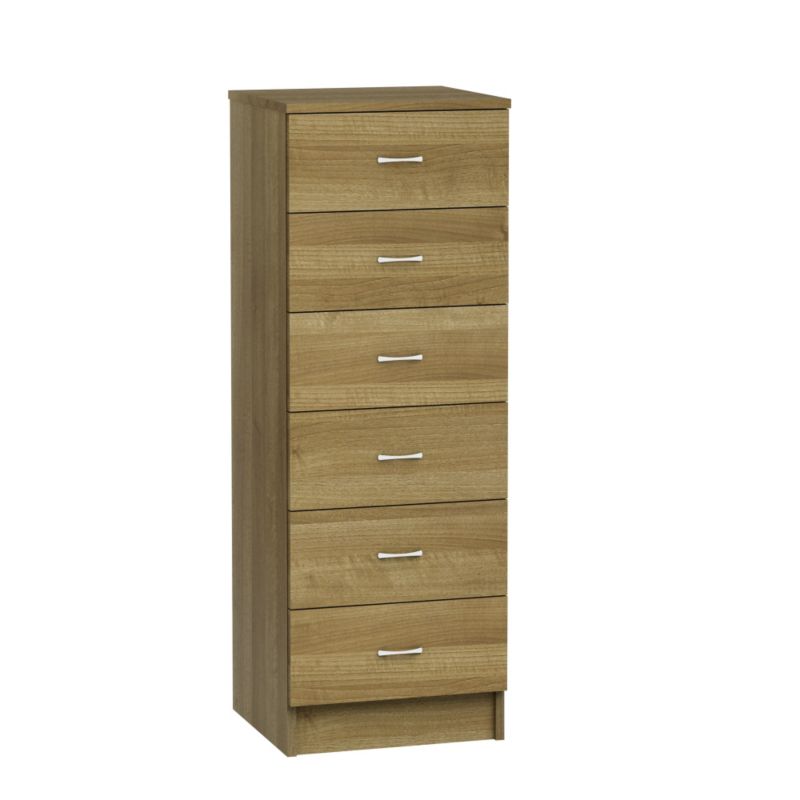 Miami 6 Drawer Narrow Chest Oak Style