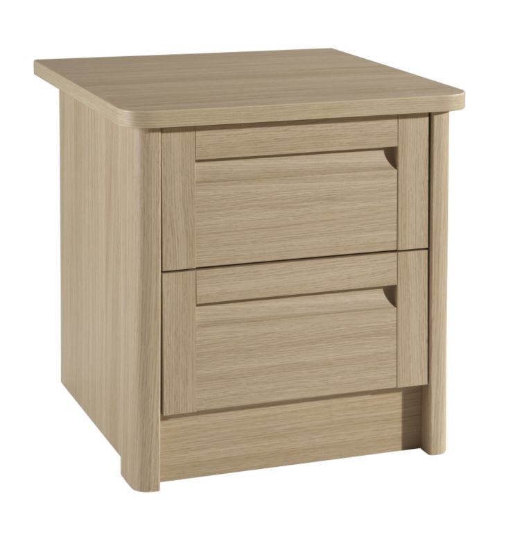 Torino Light Oak Effect 2 Drawer Bedside Chest