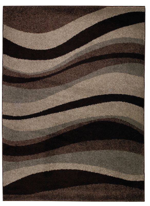 Colours by B&Q Modern Waves Rug Brown/Beige (W)120 x (L)170cm