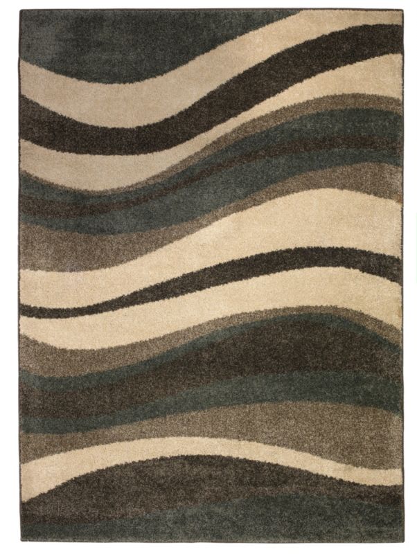 Colours by B&Q Modern Waves Rug Natural/Teal (W)120 x (L)170cm