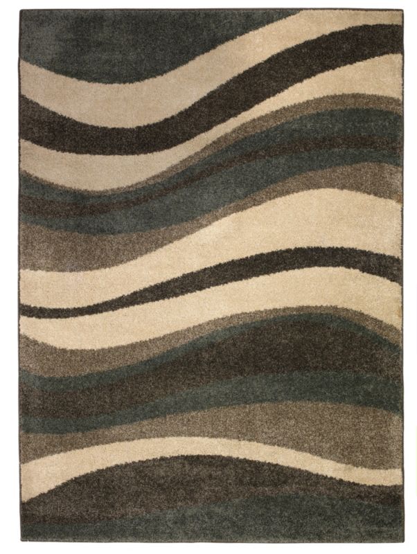 Colours by B&Q Modern Waves Rug Natural/Teal (W)160 x (L)230cm